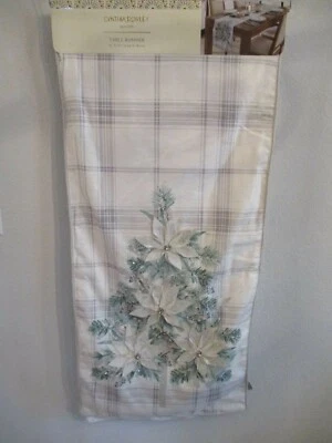 NWT CYNTHIA ROWLEY CHRISTMAS TABLE RUNNER 16" X 72" WHITE/SILVER/GREEN - Image 1 of 4
