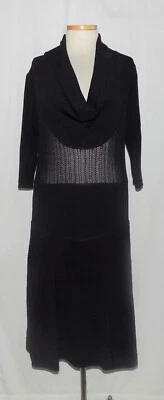 Vestido Catherine Malandrino Negro Punto Crochet Capucha Cuello Ajuste y Acampanado L Foto 1 de 4