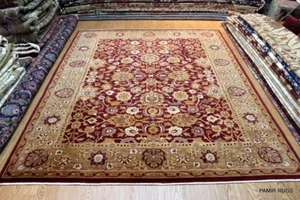 Very Fine Quality Hand Knotted 8' x 10' sarouk Design Dark red gold rug - Picture 1 of 12