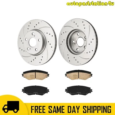 Front Drilled Brake Rotor & Pads Kit For Scion XD Toyota Corolla Pontiac Vibe Foto 1 de 4