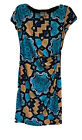 MUSE Dress Size 4 Blue Gold Mosaic Sheath Waist Pleated Form Fitting
