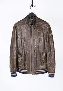 Hugo Boss Naranja Jankow-W Hombres Cuero Chaqueta Bomber Talla 50 M/L - Imagen 1 de 10