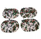 Vintage Handmade Set of 4 Placemats Floral Poinsettias Christmas Holliday Decor