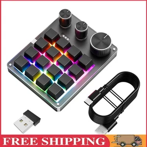 16 Keys 3 Knobs Programmable Macro Keyboard Wired/BT/2.4G Receiver(Black) - Afbeelding 1 van 11