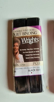 CADERNAÇÃO DE COLCHA DE VIÉS DOBRA DUPLA DIREITA 7/8" LARGURA 3 JARDAS PRETA 031 - Imagem 1 de 2