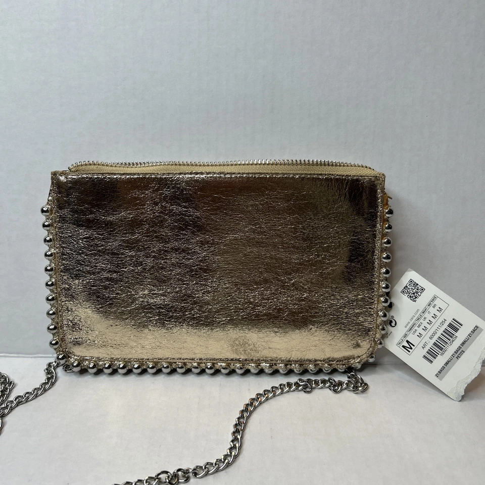 Zara铆钉牛仔斜挎包钱包蓝色全新 — 第 1/4 张图片