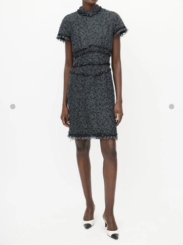 Abito Chanel in tweed nero e grigio FR40