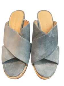 Veronica Beard Dali Platform Wedge Suede Espadrille Sandals Women's Blue 6.5 - Picture 1 of 12