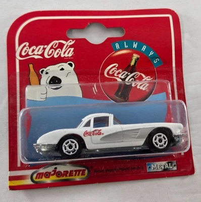 Majorette Metal 1958 White Corvette 1997 Coca-Cola Coke Bear Logo 200 series  - Image 1 of 4