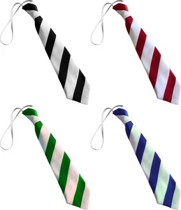 Red / Black / Royal / Emerald White Striped Elastic  Tie - Picture 1 of 5