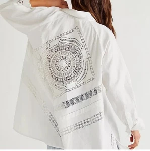 Free People Dreamweaver Tunic Shirt White-Size Medium, BNWT RRP $248 - Picture 1 of 10