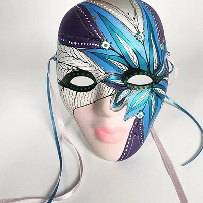 Máscara de Mardi Gras Carnaval de Nueva Orleans pintada a mano Patricia Ozah Mascarada Foto 1 de 4