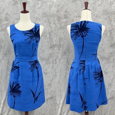 Vestido para mujer Boden 2R Evelyn azul floral tejido algodón sin mangas bolsillos Foto 1 de 4