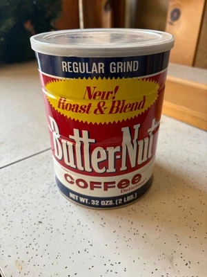 Vintage Butter-Nut Coffee Tin Can Empty 2 Lb with plastic lid - Image 1 of 4