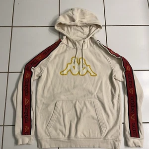 Kappa 222 Banda Hoodie Men’s Medium Cream Red Logo Tape Pullover Sweatshirt - Picture 1 of 9