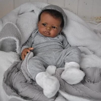  Realistic Reborn Baby Dolls Black Boy, 20 Inch African American Newborn Boy   - Image 1 of 4