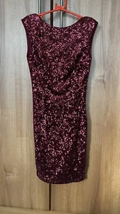 New Look Maroon Sequin Party Wear Occasion Bodycon Shift Dress Size UK 6 - XS - Picture 1 of 4