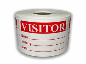 Red Visitor Identification Name Tag Badge Labels (2"x3", 500/Roll) - Picture 1 of 3