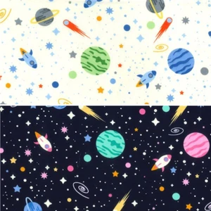 100% Cotton Poplin Fabric Rose & Hubble Space Travel Planets Meteorites Stars - Picture 1 of 3