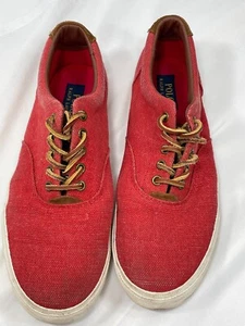 Zapatillas rojas Polo By Ralph Lauren para hombre Vaughn talla 11D tela arpillera - Imagen 1 de 11