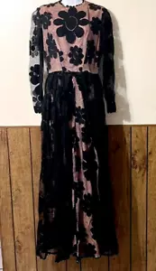 VTG 2 PC Hostess Cocktail Pants Set 60s 70s Lilli Diamond California Lace Black - Picture 1 of 16