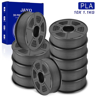 JAYO 10KG Gris PLA Filament d’imprimante 3D 10*1,1KG 1,75mm Faible retrait