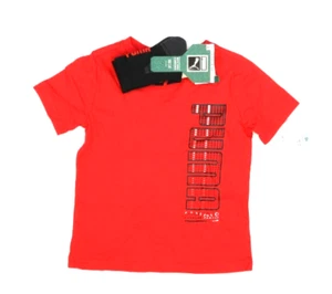 Puma Youth Boys T-Shirt & Crew Sock 2 Piece Bundle Set Red Short Sleeve Boys 4 - Picture 1 of 8