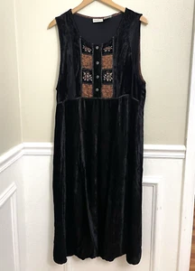Vintage White Stag Damen Maxikleid Gr. L schwarz launisch Goth Fee Samt - Bild 1 von 6