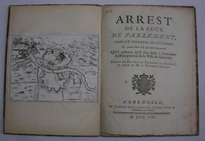 Arrest sursis à l’exécution du Plan général de la Ville de Grenoble. 1761. - Picture 1 of 2