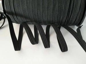 8 mm Black Elastic Ribbon Cord Stretch Flat Waist Band Woven Sewing Elastic UK - Picture 1 of 3