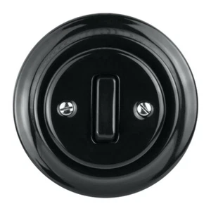 Ein-Aus-Schalter Keramik  Schwarz Unterputz  mit Rahmen!!! - Bild 1 von 9