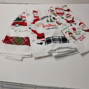 "HOLIDAY TIME" BLANCO MULTICOLOR TOALLAS DE COCINA 4 DÍAS FESTIVOS TALLA: 15”x 24” NUEVO CON ETIQUETAS - Imagen 1 de 5