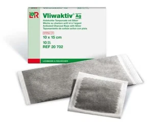 VLIWAKTIV Ag Tamponada z węglem aktywnym Przeciwdrobnoustrojowa zawartość srebra Zaopatrzenie w rany - Zdjęcie 1 z 3