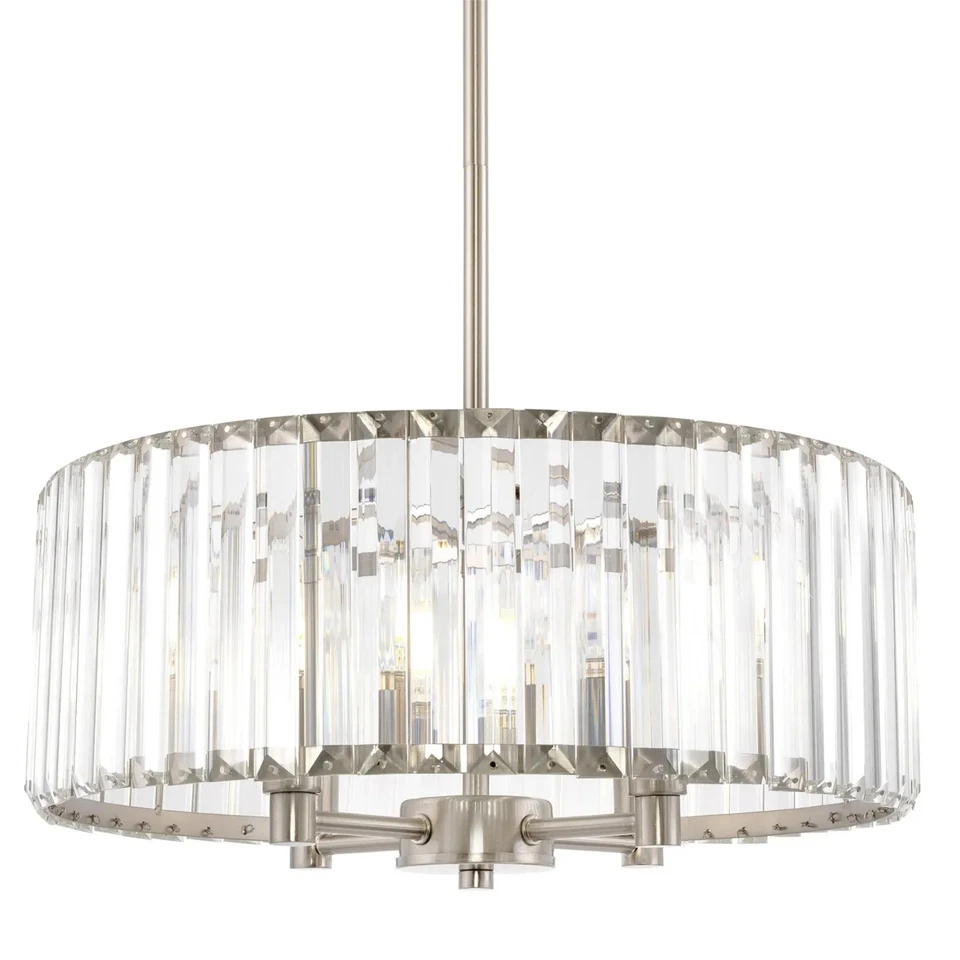 Kira Home Delilah 16" Modern 4-Light Crystal Drum Chandelier + Clear Beveled Gla