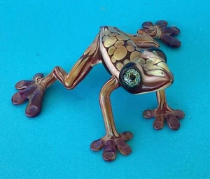 Tim Lindemann Art Glass Frog Figurine Sculpture Red Maroon Burgundy 2006 - Picture 1 of 5