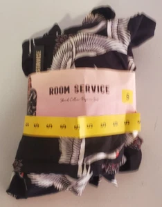 Pigiama donna 2 pezzi nuovo con etichette servizio in camera nero bianco uccellini taglia S 70€ FF345 - Foto 1 di 2