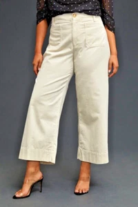 NEW ANTHROPOLOGIE MAEVE COLETTE CROP WIDE LEG CORDUROY PANTS IVORY PLUS 22W 22 - Picture 1 of 6