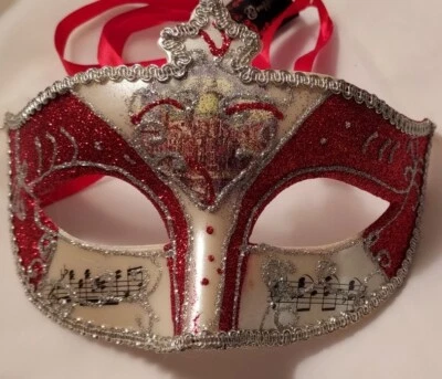 Venetian Half Face Mask Sequins and Musical Notes  - Image 1 of 4