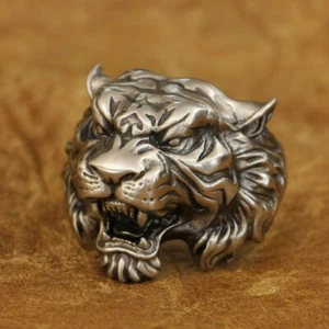 Huge Cupronickel Details Tiger Ring Charms Biker Punk Jewellery CP130C UK N½~Z4 - Picture 1 of 27