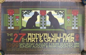 Rare 1999 VILLAGE ART & CRAFT FAIR Asheville NC Official Poster Biltmore Village - Picture 1 of 7
