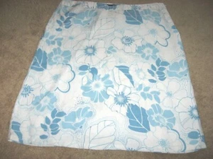 Womens Aqua Flowered H&M Lined Linen Below Knee Skirt 12 - Picture 1 of 1
