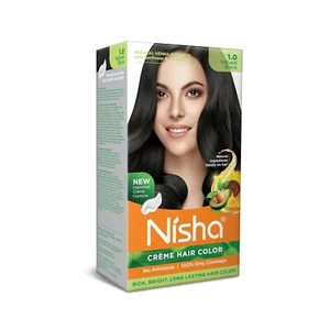 Nisha Creme Hair Color Natural Black, Permanent Hair Colour for Women Men, No Am - Picture 1 of 6