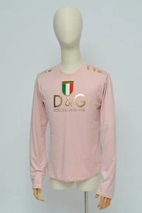 Dolce & Gabbana D&G Vintage Y2K Men's Pink Long Sleeve Tee Shirt S Made in Italy - Picture 1 of 11
