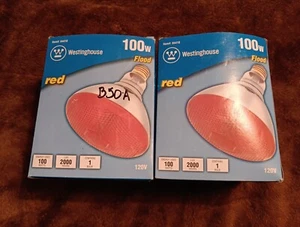 2 Westinghouse 100W Red BR40 Flood Bulbs - Picture 1 of 3