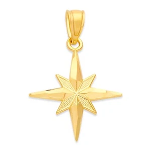 Solid Gold North Star Pendant in 10 or 14k, Celestial Necklace Jewelry Gifts - Picture 1 of 5