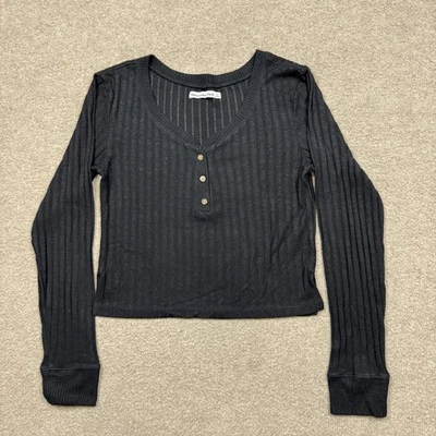 Camisa para mujer Abercrombie Fitch talla S negra manga larga vintage muñeca bebé Y2K Foto 1 de 4