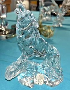 Estatua de lobo de cristal de plomo 24 % Princess House Wonders of the Wild 997 - Imagen 1 de 6