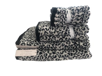 Nuevas toallas Rachel Zoe marfil negro 8 piezas guepardo leopardo animal) Foto 1 de 4