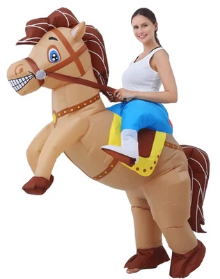 Inflatable Costume Adult, Horse Costume, Funny Cowboy Ride on Horse Suit, Blo... - Image 1 of 4