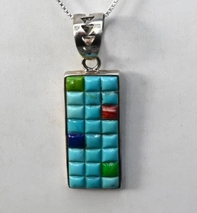Alvin & Lula Begay Navajo Sterling, Turquoise & Lapis necklace micro cobblestone - Picture 1 of 8